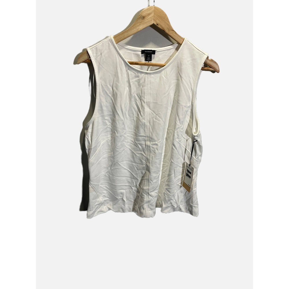 Halogen Tank Top Womens XL New Ivory Seam Detail Ottoman Knit HA656001MI‎ NEW
